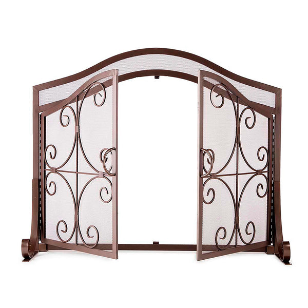 Plow & Hearth Large Crest Flat Guard Fireplace Screen