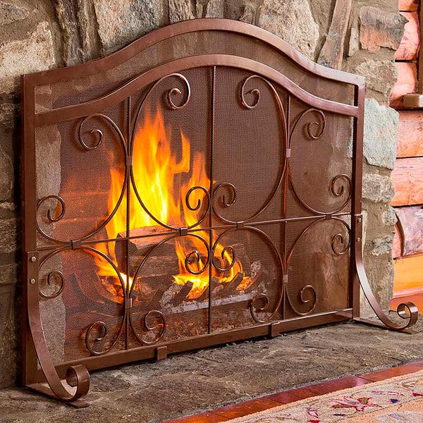 plow & hearth Large Crest Flat Guard Fireplace Screen