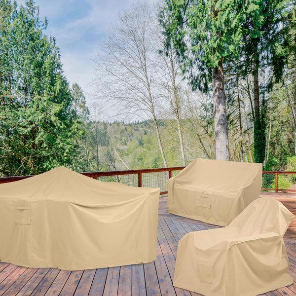 Plow & Hearth Large Deluxe Furniture Cover For Rectangle/Oval Dining Table And Chairs