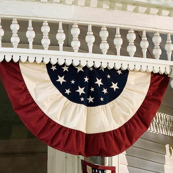 plow & hearth Large Half-Round Americana Flag Bunting 60-1/2"W x 31-1/4"H