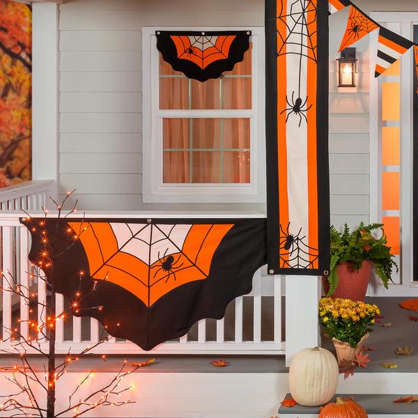 Plow & Hearth Large Halloween Spider Web Cotton Bunting