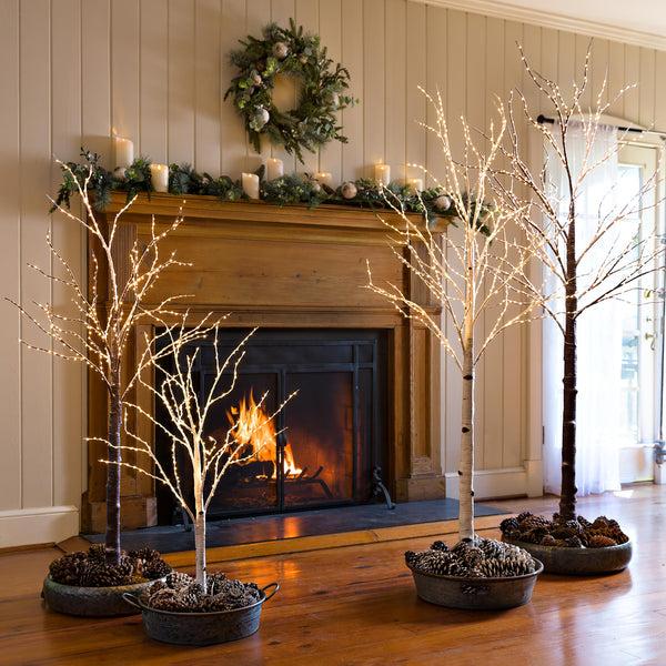 plow & hearth Large Indoor/Outdoor Birch Tree with 600 Warm White Lights