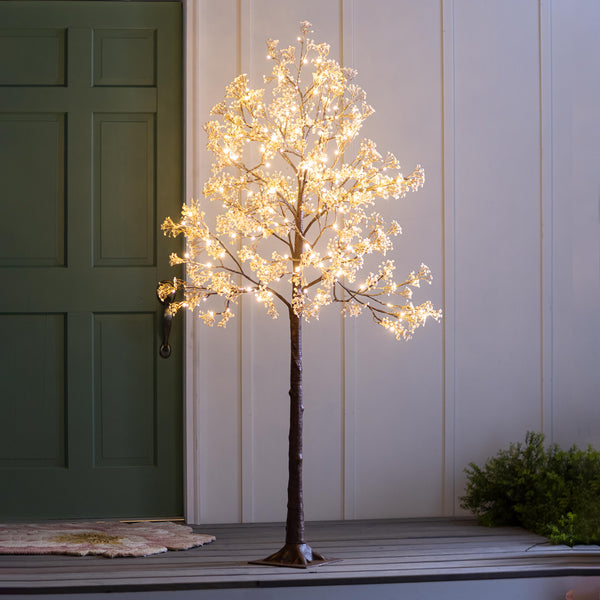 Plow & Hearth Large Indoor/Outdoor Electric Lighted Baby's Breath Tree 6'H