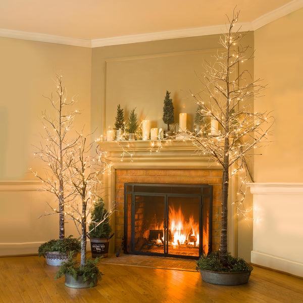 Plow & Hearth Large Indoor/Outdoor Snowy Lighted Tree 8'H With 120 Lights