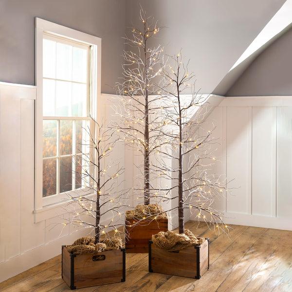 Plow & Hearth Large Indoor/Outdoor Snowy Lighted Tree 8'H With 120 Lights