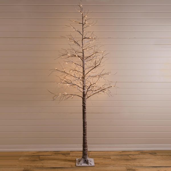 plow & hearth Large Indoor/Outdoor Snowy Lighted Tree 8'H with 120 Lights