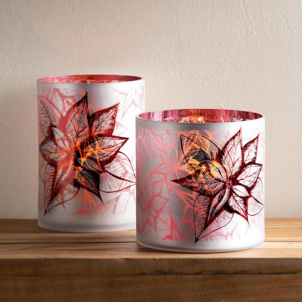Plow & Hearth Large Poinsettia Hurricane Candle Holder