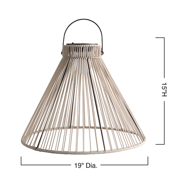 Plow & Hearth Large Solar Hanging Pendant Light Off White