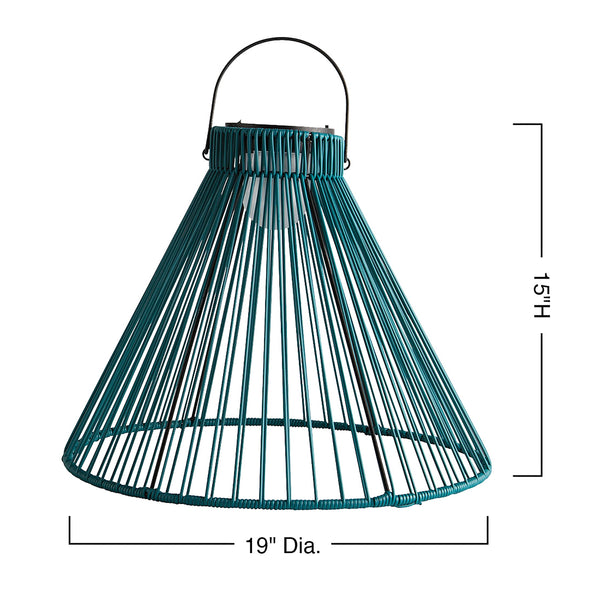 Plow & Hearth Large Solar Hanging Pendant Light Teal Green