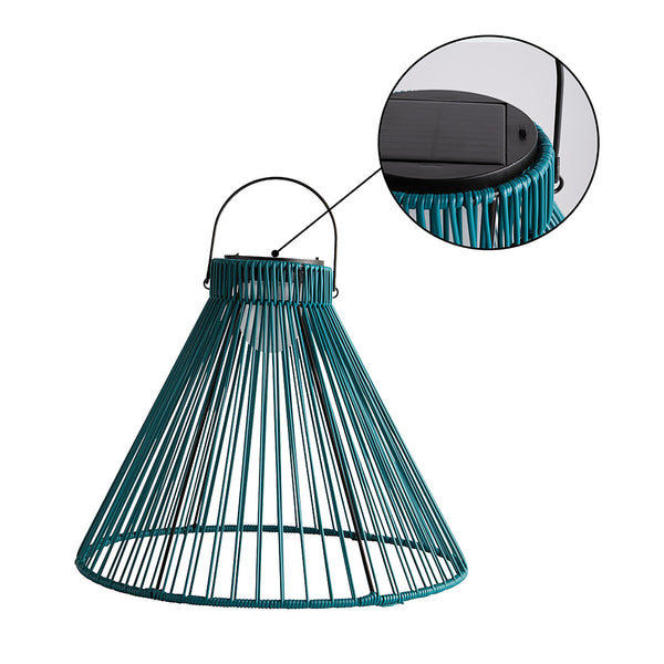 Plow & Hearth Large Solar Hanging Pendant Light Teal Green