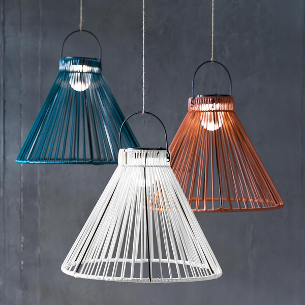 plow & hearth Large Solar Hanging Pendant Light Teal Green