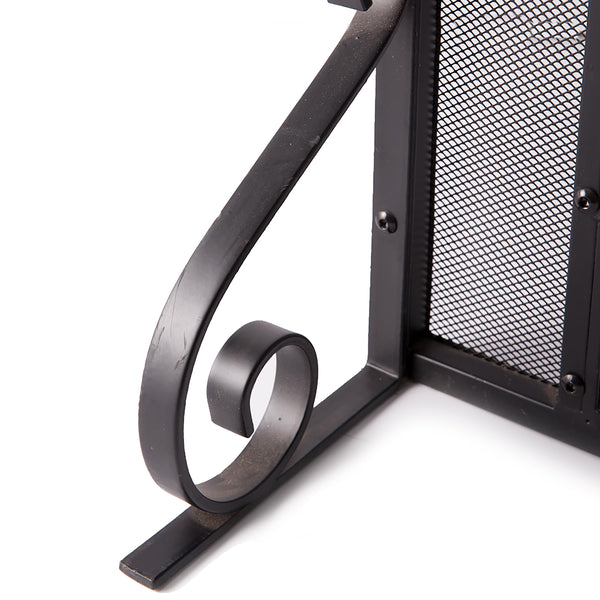 Plow & Hearth Large Steel Fire Screen With Two Doors And Tempered Glass Accents