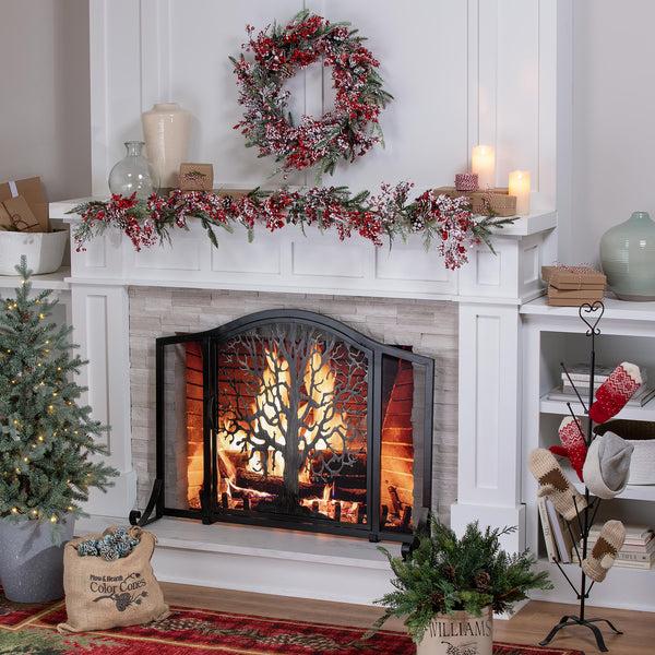 plow & hearth Large Tree of Life Fire Screen with Door
