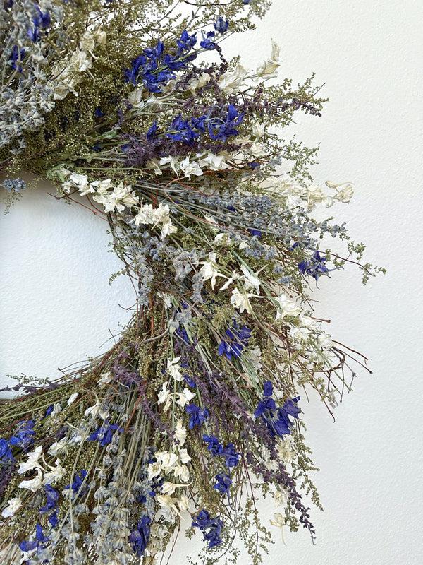 Plow & Hearth Lavender And Quail Brush Floral Dried Wreath