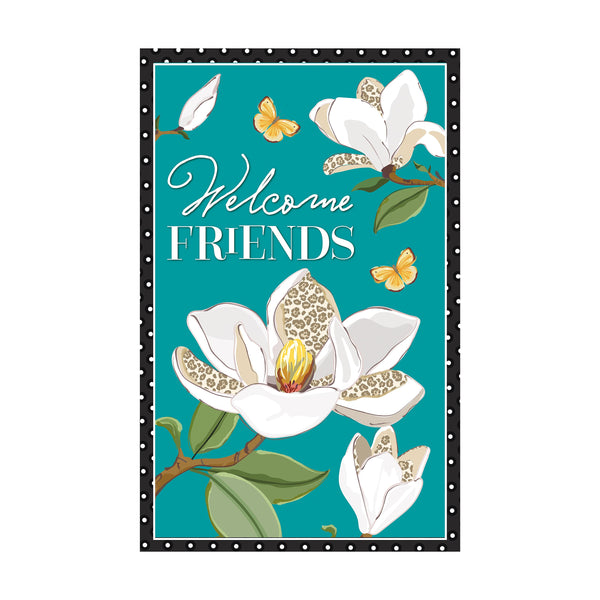 plow & hearth Leopard Magnolia Welcome Applique House Flag