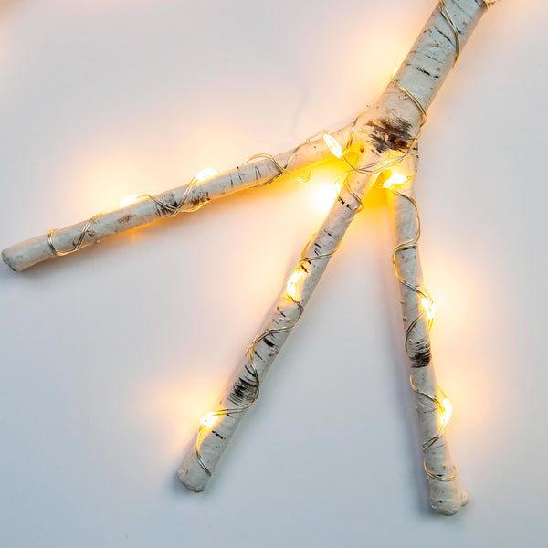 Plow & Hearth Lighted Birch Branch Snowflake Hanging Accent