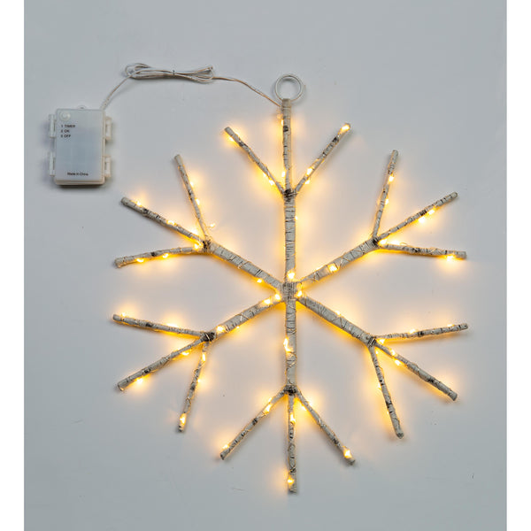 Plow & Hearth Lighted Birch Branch Snowflake Hanging Accent