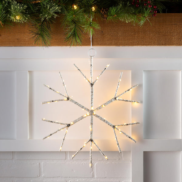 plow & hearth Lighted Birch Branch Snowflake Hanging Accent
