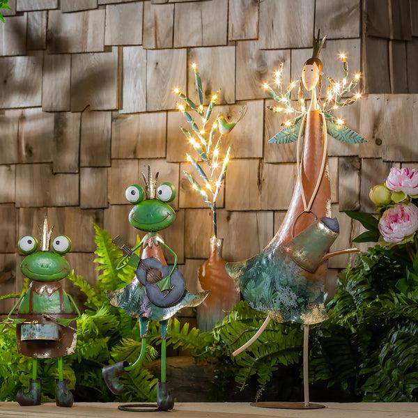 Plow & Hearth Lighted Fairy Girl With Watering Can Garden Statue