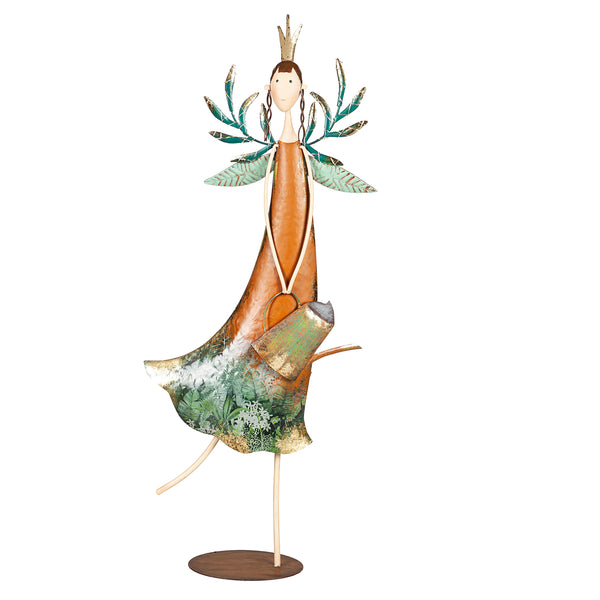 Plow & Hearth Lighted Fairy Girl With Watering Can Garden Statue