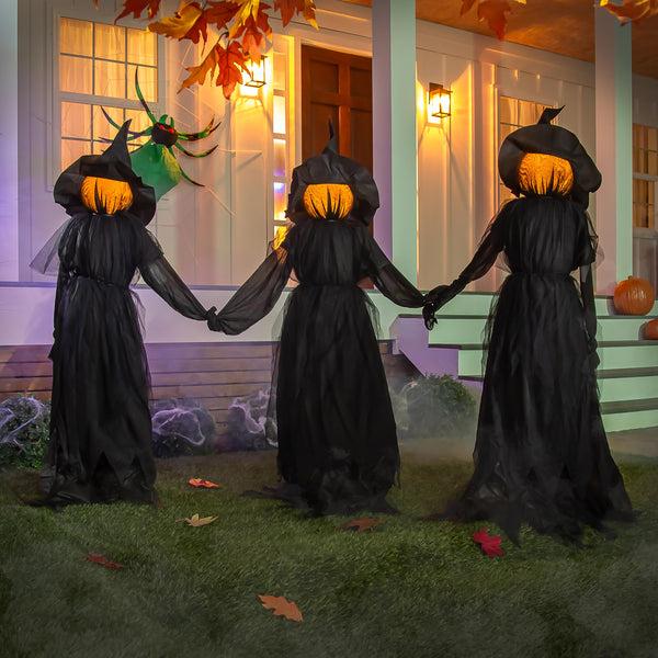 Plow & Hearth Lighted Halloween Witch Stakes Set Of 3