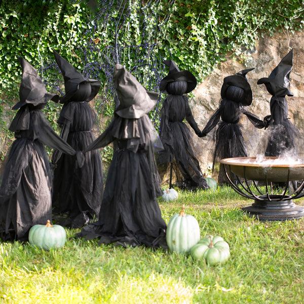 Plow & Hearth Lighted Halloween Witch Stakes Set Of 3