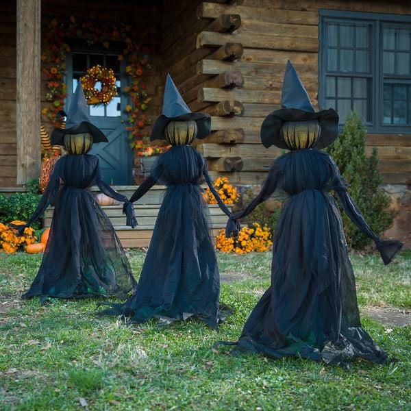 plow & hearth Lighted Halloween Witch Stakes Set of 3