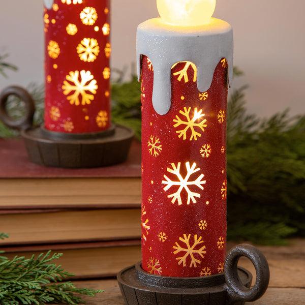 Plow & Hearth Lighted Snowflake Candlestick Table Décor Set Of 2