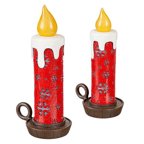 Plow & Hearth Lighted Snowflake Candlestick Table Décor Set Of 2