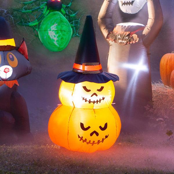 Plow & Hearth Lighted Stacked Jack-O-Lanterns Halloween Inflatable