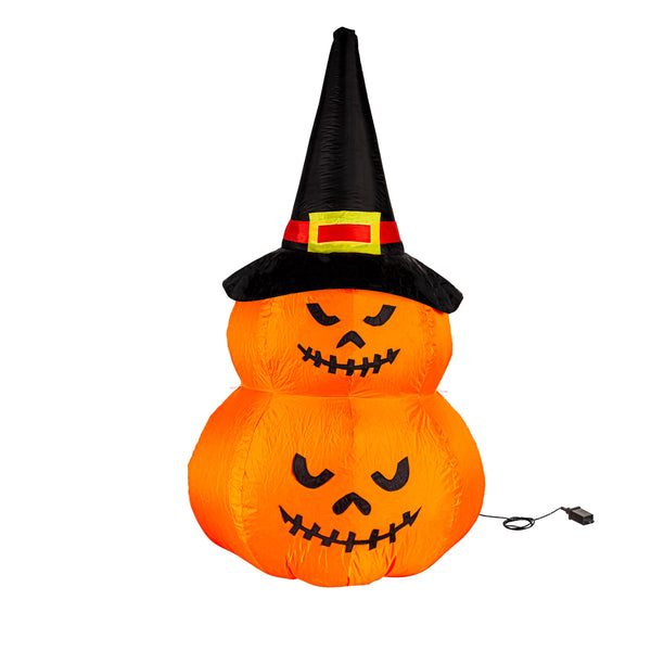 Plow & Hearth Lighted Stacked Jack-O-Lanterns Halloween Inflatable