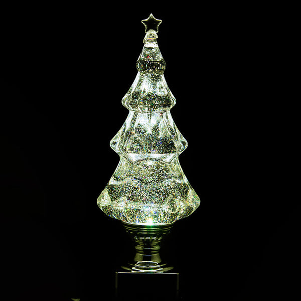 Plow & Hearth Lighted Water Globe Christmas Tree Table Décor