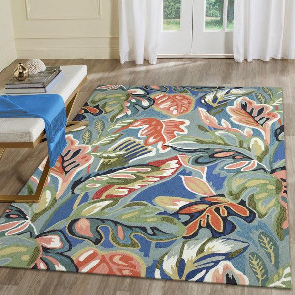 plow & hearth Liora Manne Capri On Holiday Indoor/Outdoor Area Rug Aqua