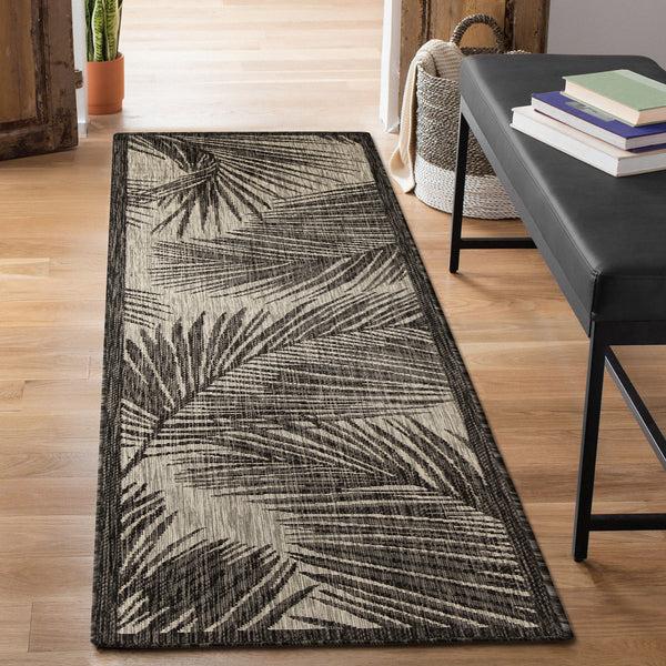 Plow & Hearth Liora Manne Carmel Fronds Indoor/Outdoor Area Rug Black
