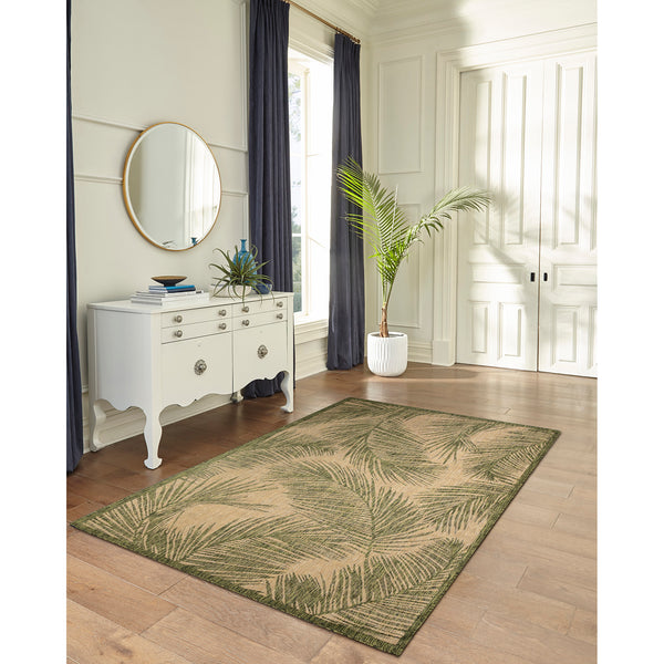 Plow & Hearth Liora Manne Carmel Fronds Indoor/Outdoor Area Rug Green 4'10" X 7'6"