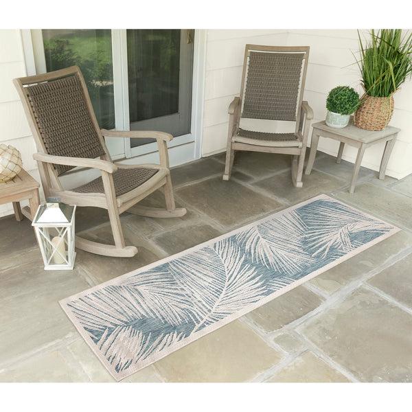 Plow & Hearth Liora Manne Carmel Fronds Indoor/Outdoor Area Rug Aqua