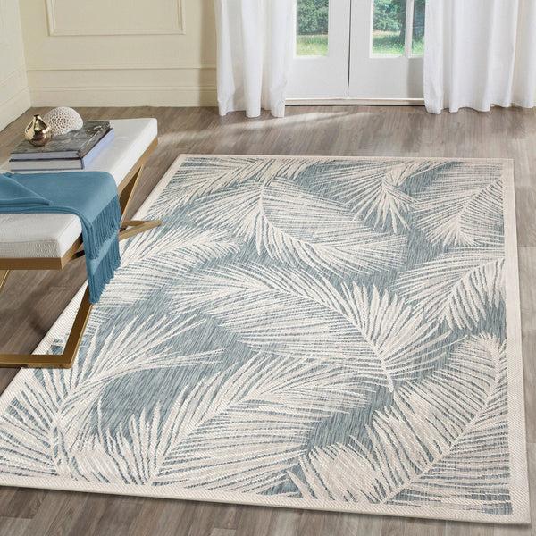 Plow & Hearth Liora Manne Carmel Fronds Indoor/Outdoor Area Rug Aqua
