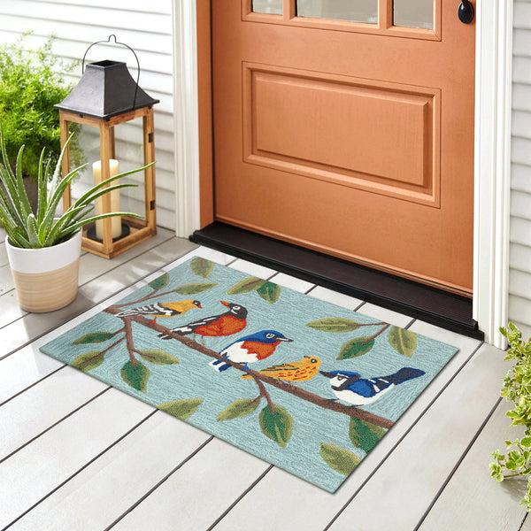 plow & hearth Liora Manne Frontporch Birds On A Branch Indoor/Outdoor Rug