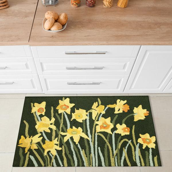 Plow & Hearth Liora Manne Frontporch Daffodil Indoor/Outdoor Mat Green 2' X 3'