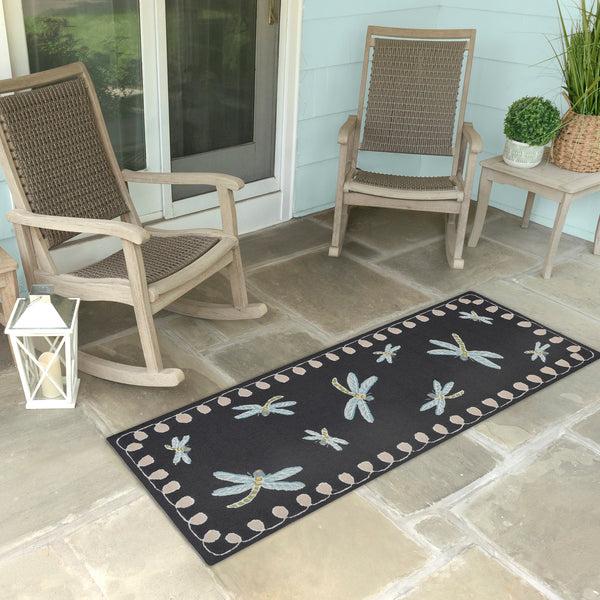 Plow & Hearth Liora Manne Frontporch Dragonfly Indoor/Outdoor Mat Midnight 2' X 3'