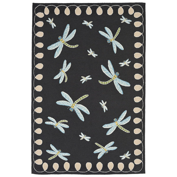 Plow & Hearth Liora Manne Frontporch Dragonfly Indoor/Outdoor Mat Midnight 2' X 3'