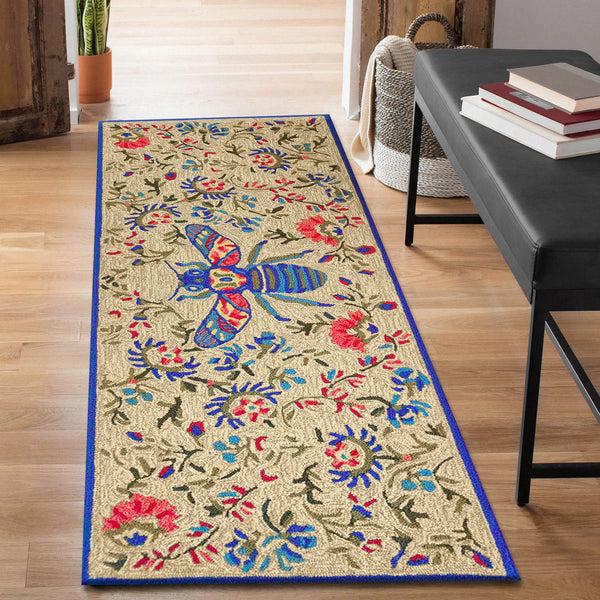 Plow & Hearth Liora Manne Frontporch Flora Bee Indoor/Outdoor Rug