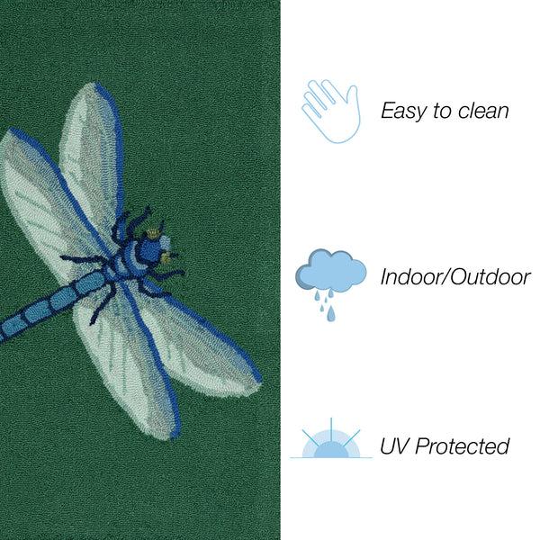 Plow & Hearth Liora Manne Frontporch Garden Dragonfly Indoor/Outdoor Rug