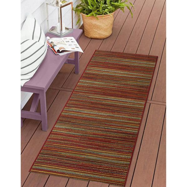 Plow & Hearth Liora Manne Marina Stripes Indoor/Outdoor Area Rug Saffron