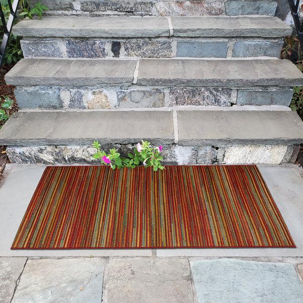 Plow & Hearth Liora Manne Marina Stripes Indoor/Outdoor Area Rug Saffron
