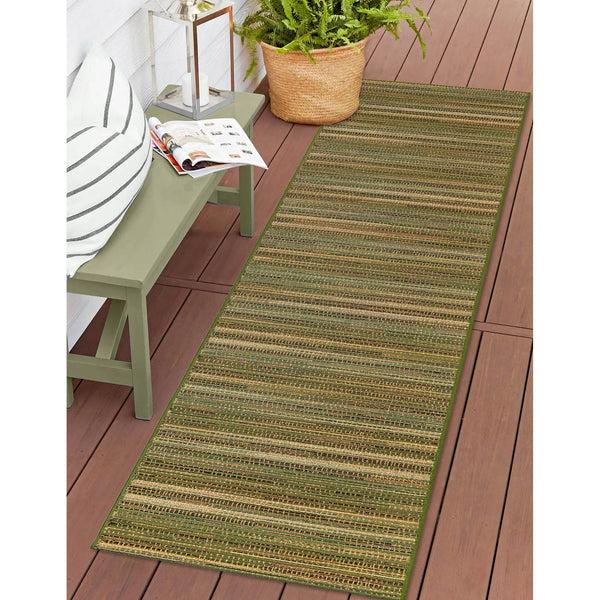 Plow & Hearth Liora Manne Marina Stripes Indoor/Outdoor Area Rug Green