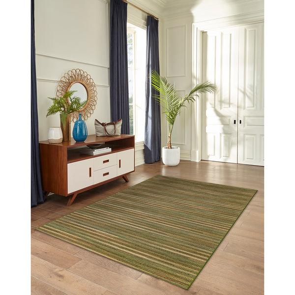 plow & hearth Liora Manne Marina Stripes Indoor/Outdoor Area Rug Green