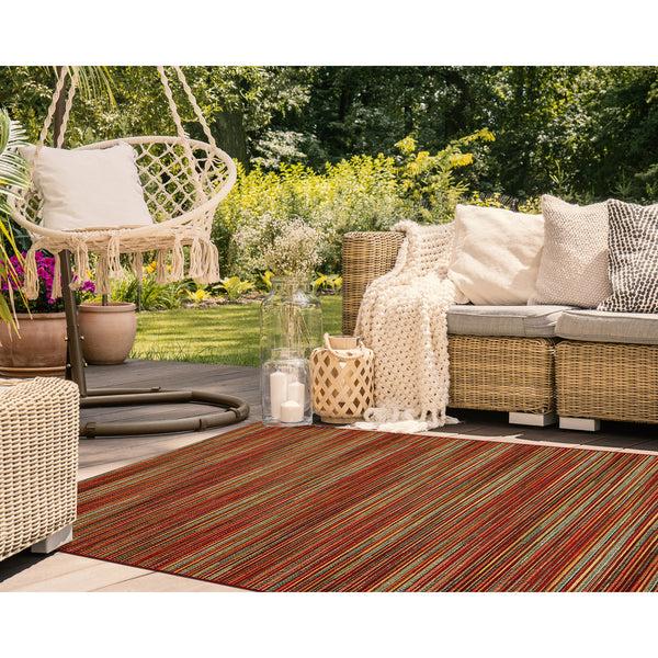 plow & hearth Liora Manne Marina Stripes Indoor/Outdoor Area Rug Saffron