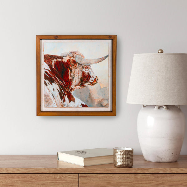 plow & hearth Longhorn Metal and Wood Wall Décor 16"L x 16"H