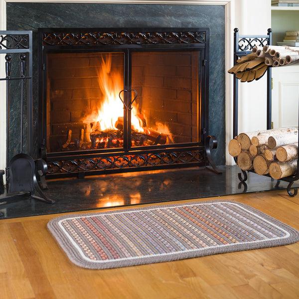 Plow & Hearth Lynnhaven Wool Solid Border Braided Rug 5' X 8'